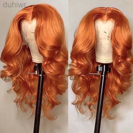 Synthetic Wigs Ginger Orange Lace Wig Body Wave Wig Synthetic Blonde Loose Wave Lace Wigs For Women Glueless T Part With Hair ldd240313