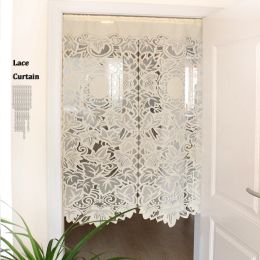 Curtains 85x150cm Lace Curtains Lace Gauze Drawstring Short Curtain For Living Room Kitchen Cabinet Door Leaf Partition Halfcurtain