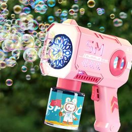 Electric Automatic Light Bubble Machine Bubbles Gun Summer Beach Bath Outdoor Game Fantasy Toys for Children Kids Gift Combi 240228