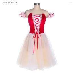 Stage Wear 22090 Camisole Red Velvet Bodice With Ivory Tulle Tutu Romantic Ballet Costume Girls & Women Performance