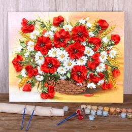 Number Poppy Flowers Coloring By Numbers Painting Set Acrylic Paints 40*50 Painting On Canvas Loft Wall Picture For Kids Handicraft