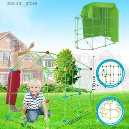 Toy Tents New Creative Fort Building Blocks Indoor Tent Brick Kit Childrens Diy Ball Games Educational Toys For Children Gifts L240313