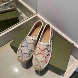 Luxury Loafer Shoes Canvas Knit Espadrille Designer Flat Shoe gglies Loafers Womens Espadrilles Lady Girls Summer Leather Casual with White Women Bla