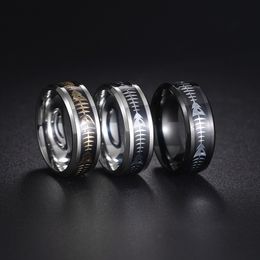 8mm Stainless Steel Fishbone Rings Band for Men Hip Hop Jewellery