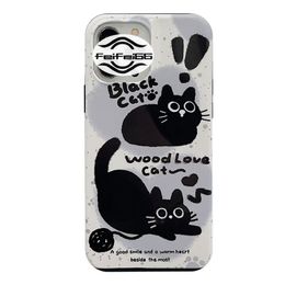 Han Feng Black Cat 11 Phone Case 13 promax Suitable for 14 Small and Cute 12 Films 15 Hard