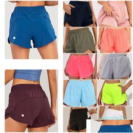 Yoga Outfit Lu0160 Womens Outfits High Waist Shorts Exercise Short Fitness Wear Girls Running Elastic Adt Sportswear Prevent Wardrob