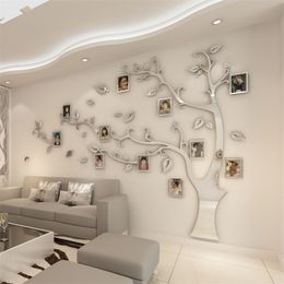 Wall Stickers Tree Po Frame Sticker DIY Mirror Wall Decal Home Decoration Living Room Bedroom Poster TV Background Wall Decor 2222T