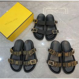 Size 35-42 Men Designer Feel Sandals Women Baguette Slippers Two letter F Slides Collection First Flat Slipper Leather Sandal Flip Flops Straps Buckle beach mules