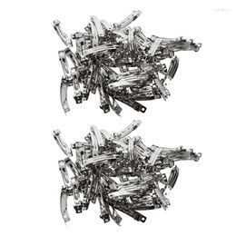 Hair Accessories 100 Pcs 50Mm Metal French Barrettes Clips Bows - Silver