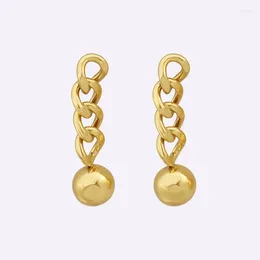 Stud Earrings Elegant PVD Gold Plated Stainless Steel Tarnish Free Cuban Chain Ball Charm For Women Fashion Jewelry Gift