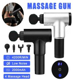 4200rmin Therapy Massage Gun 6 Speed Muscle Massager Pain Sport Massage Machine Relax Body Slimming Relief 4 Heads8591981