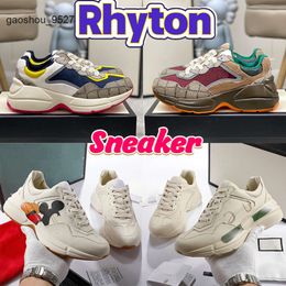 Chunky Gglies Schuh Leder -Sneaker Luxusdesigner Beige Rhyton Daddy Casual Mens Schuhe Vintage Männer Sneaker Frauen Canvas Plattform Interlock Old Web P.