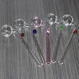 Curved Glass Oil burners Glass Bong Water Pipes with different Coloured balancer for smoking ZZ
