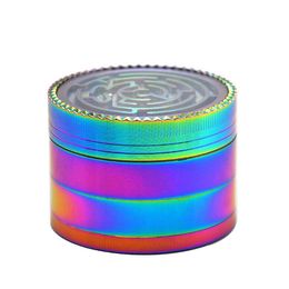 63mm Rainbow Smoking Dry Herb Tobacco Grinder With Maze Game 4 Piece Crusher For Hand Spoon Pipe Accessories Grinders