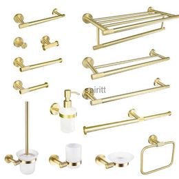 Toilet Paper Holders Golden Towel Rack Towel Bar Ring Brushed Gold Hardware Set Robe Coat Hook Toilet Tissue Paper Holder Bathroom Accessories Kit 240313