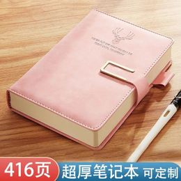 Fawn notebook book super thick college student A5 leather bound business notepad thick retro simple Korean edition diary 240304