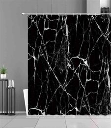 Black Marble White Stripe Printing Shower Curtain Modern Simplicity Home Bathroom Decor Cloth Waterproof Bath Curtains Screen 21093898009