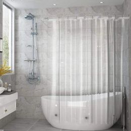 Curtains PEVA Bathroom Shower Curtain Liner Heavy Duty Waterproof Bathing Screen Transparent with Magnet Bottom 180x180cm for Home Hotel