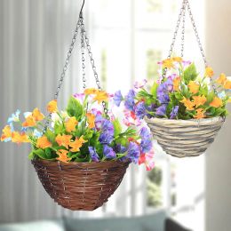 Baskets Flower Pot Basket With Chain Garden Decoration Hanging Planting Baskets Outdoor Indoor Rattan Woven Decorative Flowerpot