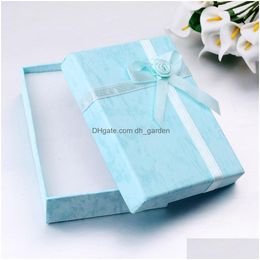 Other High Quality Cardboard Fancy Paper Gift Box For Jewelry Handmade 907030Mm Square Pink Blue Green With Ribbon Bow Drop Delivery F Dh0Qc