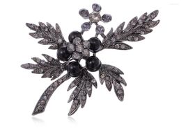 Brooches Gunmetal Tone Dark And Dreary Grey Berry Twig Leaves Fashion Pin Brooch