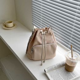 HBP Non-Brand Japanese Nylon Shoulder Bag External Pocket Cool Girls Handbag Drawstring Design Womens Waterproof Bucket