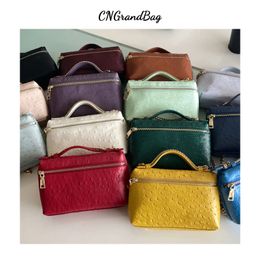 Fashion Genuine Leather Ostrich Small Flap Bag Women Crossbody Chain Purse Pattern Colourful Summer Shoulder 240305