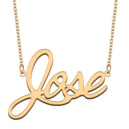 Jose Name Necklace Custom Nameplate Pendant for Women Girls Birthday Gift Kids Best Friends Jewellery 18k Gold Plated Stainless Steel