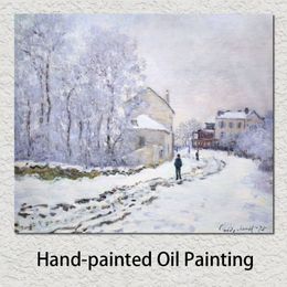 Wall Landscape Art Oil Painting Snow at Argenteuil Claude Monet Famous Artwork Reproduction on Canvas Hand Painted for Wall Decor230Z
