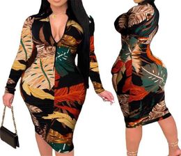 Plus Size Clothing for Women Dresses S5XL Long Sleeve Vintage Dress Elegant High Waist Bodycon Dress Whole Drop 210409852300