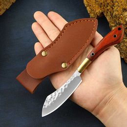 Camping Hunting Knives Small Survive Hand Forged Knife 5CR1 3MOV Blade Solid Camping Meat Barbecue Knife Fruit Knives Portable EDC Tool Outdoor 240315