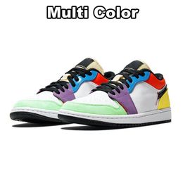 Multi Colour 1S Low Basketball Shoes Black Olive Medium Flight Shadow Blue Metallic Gold Silver Embroidered UNC Washed Denim Royal Games Dark Mocha Trainers Sneakers