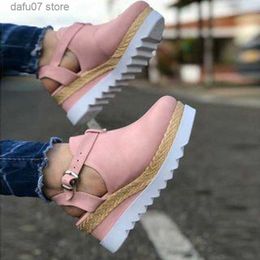 Dress Shoes 2024 oversized new slope heel sandals for womens summer appearance fashionable and trendy single shoesH240313