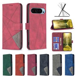 Geometry Leather Wallet Cases For Google Pixel 9 9pro One Plus 12 Pro Xiaomi 14 13C K70 K70E Geometic Line Vertical Holder ID Card Slot Hybrid Flip Cover Kickstand Pouch