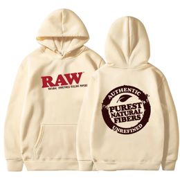 RAW Fashion Hoodie Mens Sweatshirt Polar Fleece Hooded Harajuku Hip Hop Casual Ladies High Quality Pullover 240307