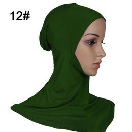 Whole- 1pc 43x45cm plus size Modal Muslim Under Scarf Hat Cap Bone Bonnet Hijab Islamic Head Wear Neck Chest Cover pick 20 col276i