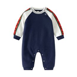 100% bawełniany projektant dzieci Rompers Baby Boy Girl Top Quality Długie rękawy Ubrania Nowonarodzone paski Sprężyna jesienna kołnierz Jumpsuits Ubranie dla dzieci G0091