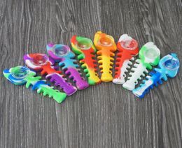 07 inch Fish Bone shape silicone smoking pipes hand pipe bongs oil dab rig fishbone bubbler tobacco herb6783206