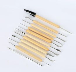 DIY Pottery Clay Wax Sculpture Carving Tools Small Handle Wood Art Craft Carvers Polymer Sculpting Kit 11 PiecesSet1596417