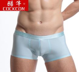 2017 Cockcon Sexy Men Underwear Ice Silk Boxers Men U Convex Pouch Shorts cueca boxer homme Seamless Male Panties15113747