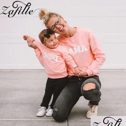 Family Matching Outfits Zafille Mother Kids Clothing Autumn Letter Pink Mom And Daughter Clothes Casual Son Hoodies 230826 Drop Deli Dhcmr