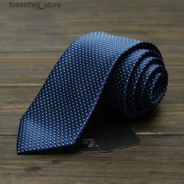 Neck Ties New High Quality Navy Blue Plaid Ties for Men 7cm Designer Fashion Necktie Profession Interview Suit Formal Carvat Gift Box L240313