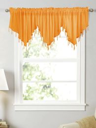 Curtains Romantic Sheer Voile Curtain Valance with Beads 3 Pcs/Set 130x60cm Small Valance for Kitchen Window Decor Rod Pocket Design