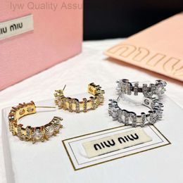 Designer miuimiui earrings Miao Familys New Earrings Miu Miss Miao Full Diamond C-circle Small Design Earrings for Womens Light Luxury Versatile High End Earrings