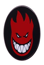 Red Spitfire Skateboards Logo Pin wildness and excitement with the eyes and the teeth Brooch Vintage 90s Badge4977909