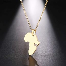 Pendant Necklaces DOTIFI Stainless Steel Necklace For Women Man Africa Map Gold Color Pendant Necklace Engagement JewelryL242313