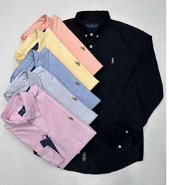 2024 Mens casual polo ralphs long sleeve spring and autumn business cotton Oxford non iron slim Paul formal shirt high quality 83