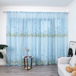 Multicolor Trumpet curtain Leaves Curtains Tulle Window Voile Drape Valance 1 Panel Fabric For Living Room Blackout Decoration#45201v
