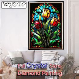 Stitch 5D Diy 100% Crystal Diamond Painting Flower Full Square Mosaic Embroidery Cross Stitch Kit Diamond Art Crystal Home Decor 231112