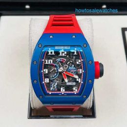 Nice Wrist Watches Unisex Wristwatch RM Watch RM030 Series RM030 Blue Ceramic Side Red Paris Limited Dial 42.7*50mm Complete Set